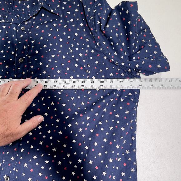 Denim & Supply Ralph Lauren Button Shirt Men XXL Reg Fit Red White Stars on Blue - Picture 10 of 12